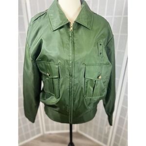 Newport Harbor Men’s Green Military Bomber Jacket Size Medium